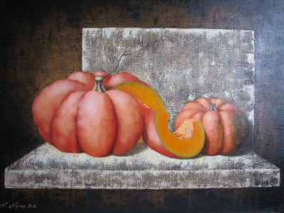 &quot;Pumpkins I&quot;, oil on canvas