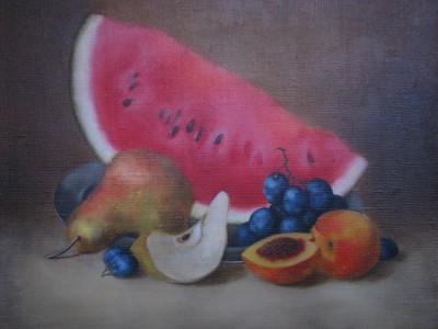&quot;still life with fruits I&quot;, oil on canvas