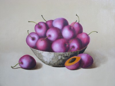 &quot;Purple plums&quot;, oil on canvas