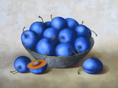 &quot;Blue plums&quot;, oil on canvas